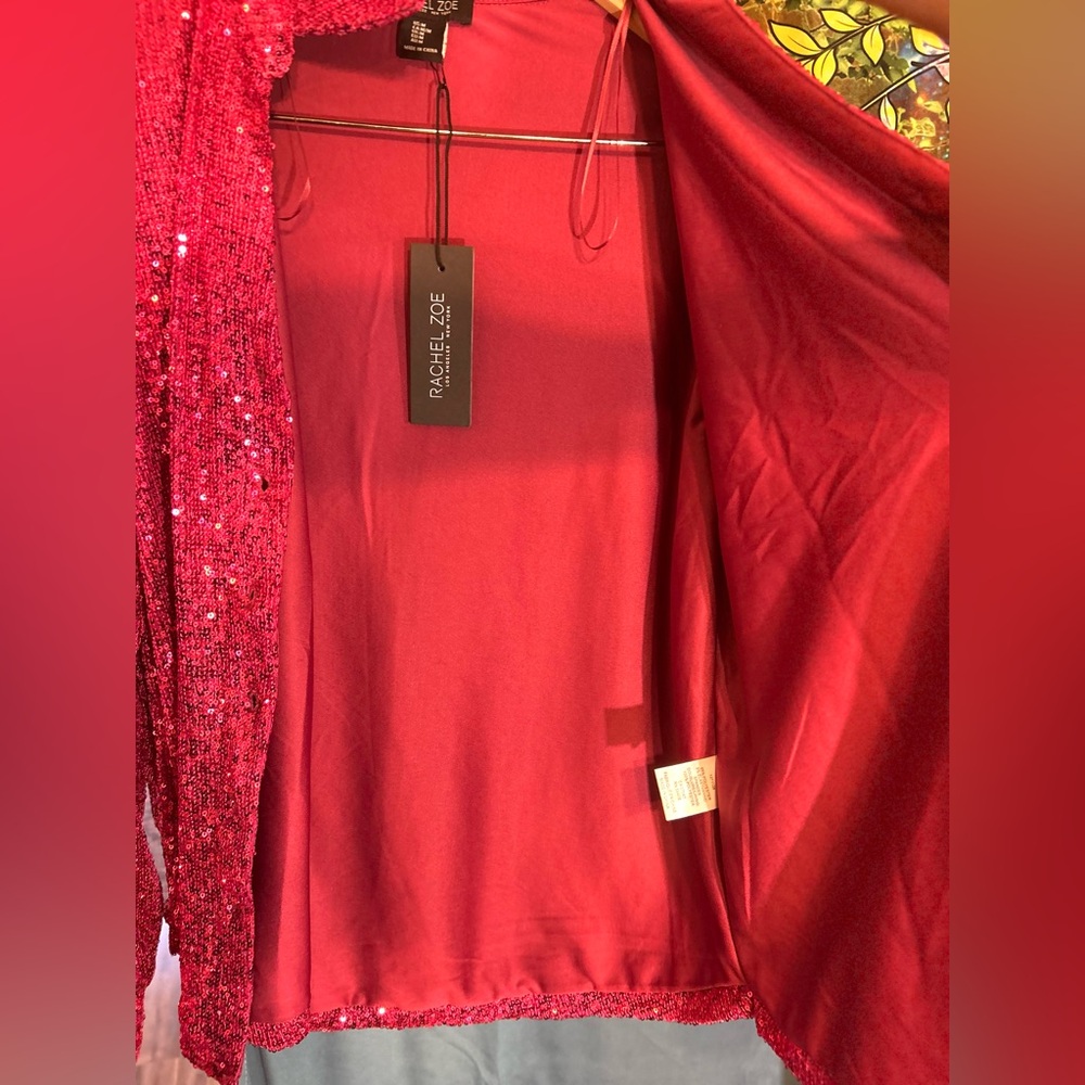 Rachel Zoe Women's Fuchsia Sequin Button Down Top -New With Tag’s - Picture 3 of 9